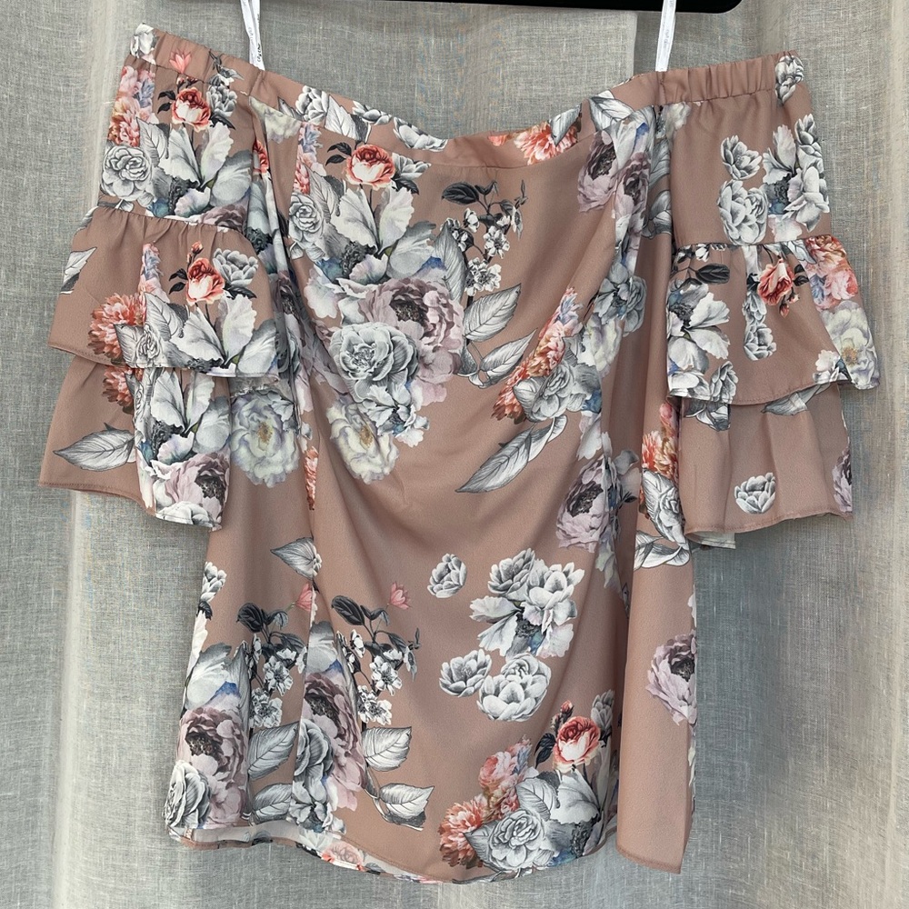 Off the Shoulder Silky Floral Top- NWT